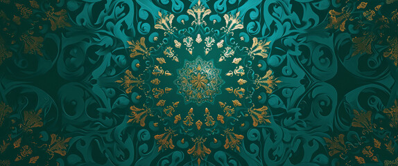 Arabic pattern green background. Arabic texture - obrazy, fototapety, plakaty