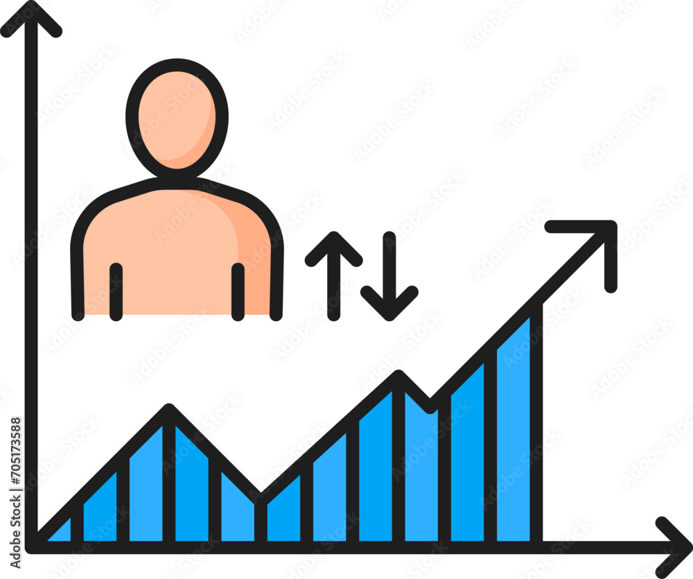 Poster Website traffic analysis. Web audit icon. Marketing campaign performance report, SEO data analysis or online company content control outline vector sign or sign with infographics and user pictogram