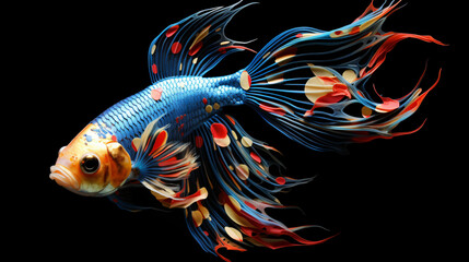 Beautiful mosaic fish swimming
