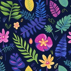Fototapeta na wymiar Seamless floral pattern. Botanical colorful background for printing, web design, textile, wallpaper