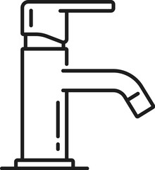 Tap kitchen and bathroom ball faucet outline icon. Home bath water mixer, house bathtub modern tap or bathroom watertap outline vector sign. Toilet spigot valve thin line pictogram or icon