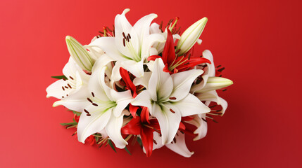Beautiful wedding lily flowers bouquet isolated
