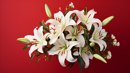 Beautiful wedding lily flowers bouquet isolated