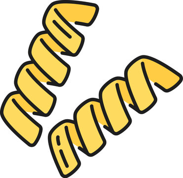 Busiate typical sicilian organic pasta color outline icon. Vector traditional Italy food, spiral shape macaroni. Italian cuisine food, busiate