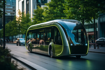 Obraz premium Green bus powered by clean carbon neutral energy...