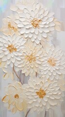 white and gold textured flower painting