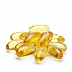 Vitamin E and Vitamin D Capsules Isolated on White Background. Essential Nutrients for Health and Wellness