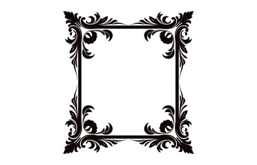 A vintage Decorative corner Frame Vector black outline design element isolated on a white background