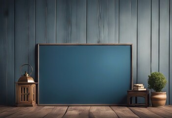 Blue Chalkboard and Wooden Floor stock photoTable Backgrounds Wall Building Feature Blue Wood