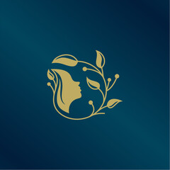 Beauty logo salon and hair treatment logo in gold color
