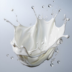 A splash of milk. Milk splash . Natural dairy product, yogurt or cream in crown splash with flying drops.
