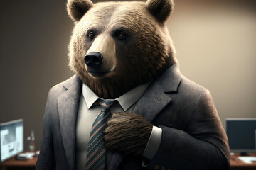 bear in business suit. created with AI technology