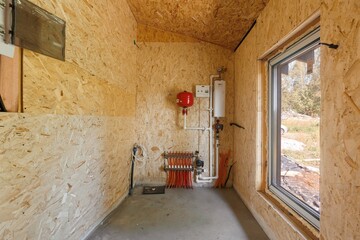 interior of the apartment without decoration in gray colors. rough finish