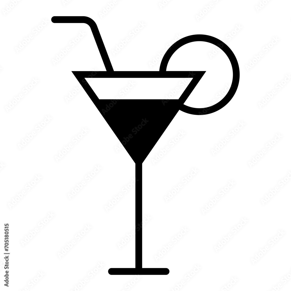 Wall mural cocktail solid glyph icon