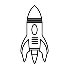 A Rocket Ship vector black outline isolated on a white background