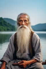 Fototapeta premium old Chinese man with a long beard