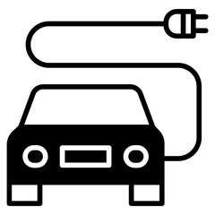 car Charge solid glyph icon