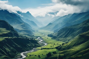 Fototapeta na wymiar View of a scenic mountain valley