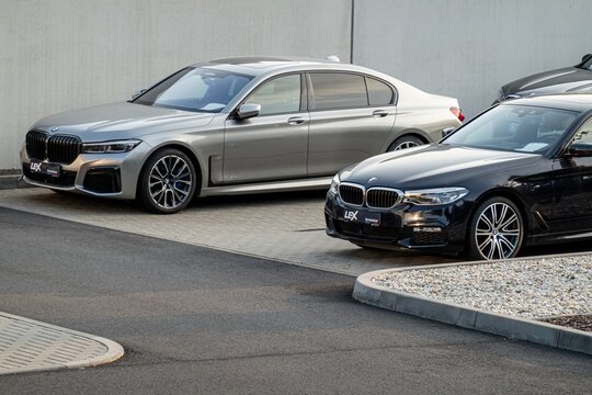 BMW 7-Series luxury saloon and BMW 5-Series presented at dealership