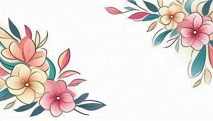 Flowers in the corner , mockup style vector .