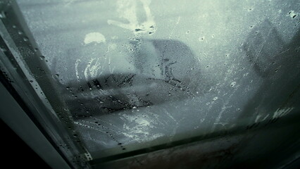 Winter Window Gaze, Melancholic View of a Homebound Person