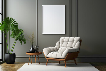 Step into a minimalist ambiance featuring an empty frame against a soothing background. Envision the understated elegance and versatility, offering a perfect space for your text to shine.