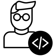 Woman Developer solid glyph icon