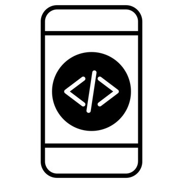 Phone Coding solid glyph icon