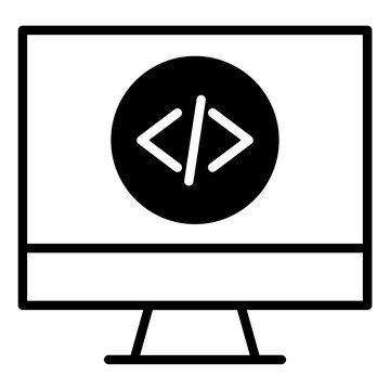 Monitor Coding solid glyph icon