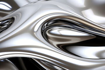 Close up texture of liquid glossy silver metal fluid gradient waves abstract background