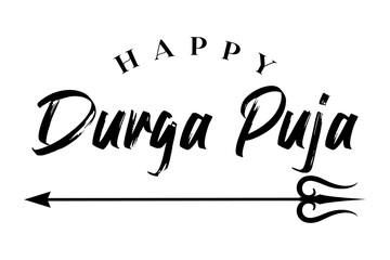 Happy Durga Puja lettering hindu festival vector illustration.