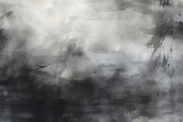 Abstract black watercolor texture with wet brush strokes for wallpaper design