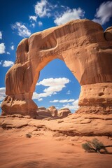 beautiful gigantic arch of stones and sand in the desert