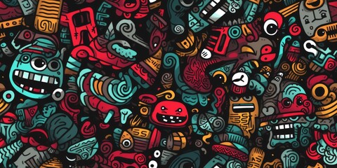 Abstract doodle seamless pattern, wallpaper background.