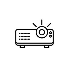 Visual Projector Line Icon. Video projection equipment icon in black and white color.