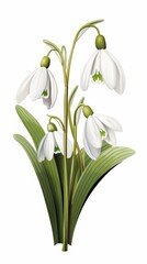 Snowdrops on a white background