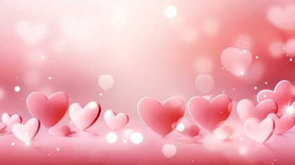 Background with pink shiny hearts