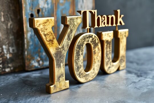 Golden Gratitude: Elevate your appreciation with our exclusive 'Thank You' gold letter design. Express your thanks in a stylish and sophisticated way with this elegant and modern emblem.