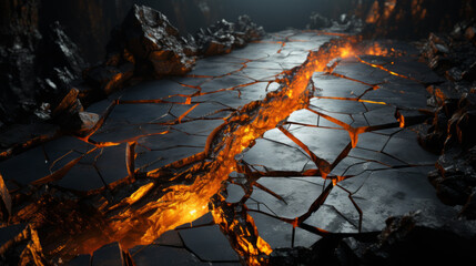 cracked earth with fire