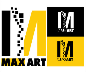 digital logo, art logo, max art, art logo, text logo, minima logo, minimal logo, simple logo, tech logo, technology logo, M Logo, Art logo, Unique logo, yellow logo, black logo, modern logo, creative