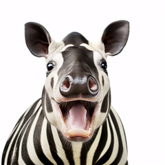 Tapir  Portraite of Happy surprised funny Animal head peeking Pixar Style 3D render Illustration