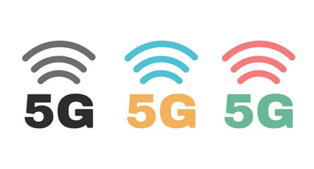 5G icon set. High speed wifi or wireless network logo. Mobile Internet technology symbol. Vector illustration. - obrazy, fototapety, plakaty