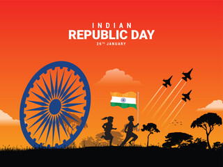 26th January Republic Day of India Celebration with Happy Indian Republic Day Template Banner Design. Happy Republic Day of India - obrazy, fototapety, plakaty