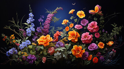 Beautiful and enchanting flowers in the magic natural wonderful forest