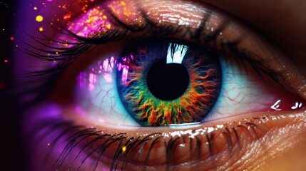 Mesmerize your audience with an eye adorned in radiant rainbow colors.