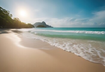 Fresh and sunny day with tropical seascape beach of thailand with wave crashing on sandy shore 4K Dci resolution stock videoBeach Sea Sand Backgrounds