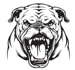 Bulldog. Vector illustration of a sketch popular animal cartoon. Angry animal. Domestic pet