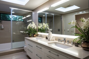 Bright and Airy Master Bathroom With Large Windows