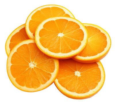 roup of dry orange slices isolated on white or transparent background
