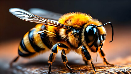 Bee, Honey Bee, Bee on flower, Angry bee, Pollination, close up picture, Macro photography, HD wallpaper, HD background, AI generated, Top downloaded
